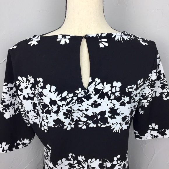 Banana Republic Black and white shift Dress white stripe floral print size 4 - Picture 8 of 9